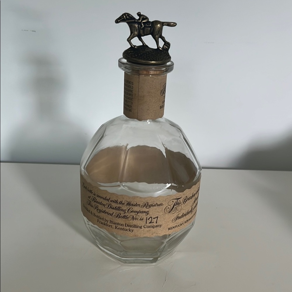 Blanton’s bourbon bottle with Horse “T”Topper empty
